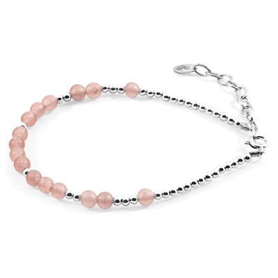 Pulsera Ágata Rosa Siena Plata y Piedras