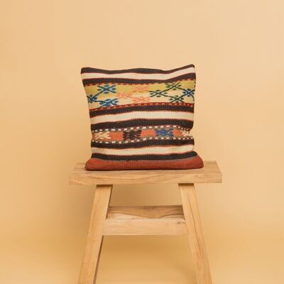 Cojín turco Veysel - Reciclado de alfombras antiguas, 40x40cm, lana