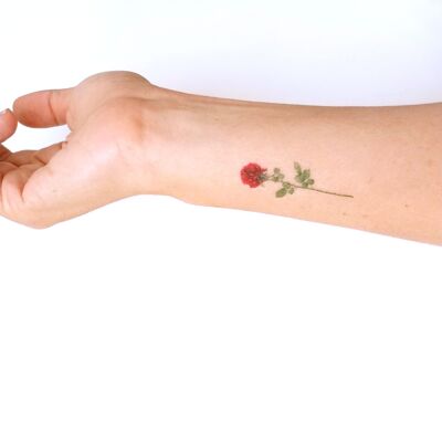 tatuaggio temporaneo con rosa rossa (set da 3)
