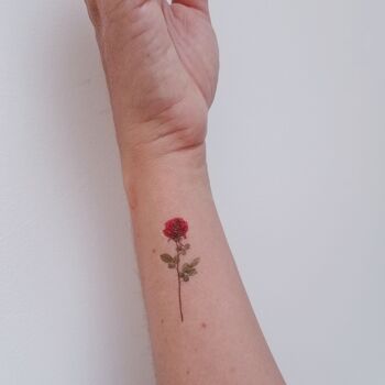 tatouage temporaire rose rouge (lot de 3) 2