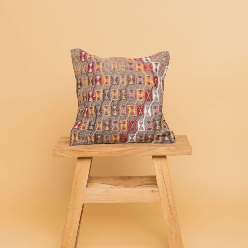 Turkish Cushion Duygu - Upcycled from vintage rugs, 40x40cm, wool