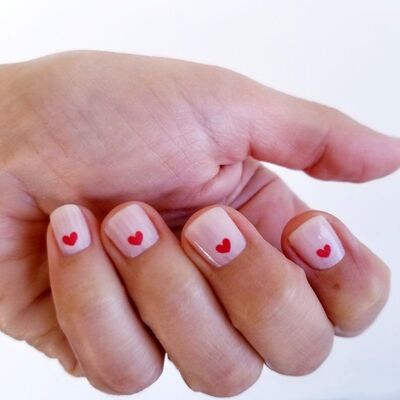 pegatinas de uñas de corazón rojo