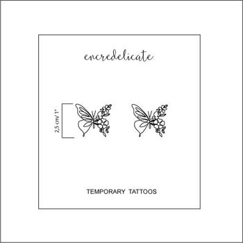 tatouage temporaire papillon fleur (lot de 2) 2