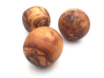 Boule en bois d'olivier sculptée à main levée boule décorative en bois petite 5