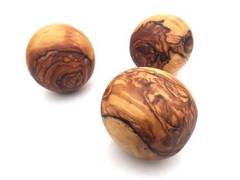 Boule en bois d'olivier, boule en bois décorative sculptée à main levée grande 6