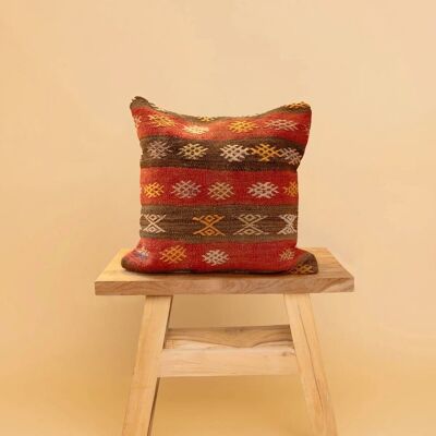 Cojín turco Merve - Reciclado de alfombras antiguas, 40x40cm, lana