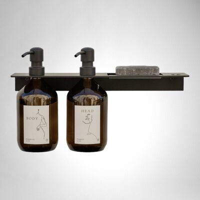 THEA - Ensemble composé d'une étagère de douche et de deux distributeurs de savon