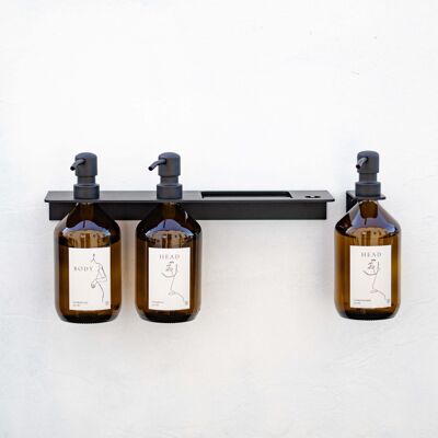 TESSA - Set of shower shelf and holder including three soap dispensers