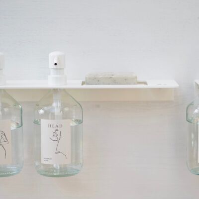 TESSA - Ensemble étagère et support de douche comprenant trois distributeurs de savon