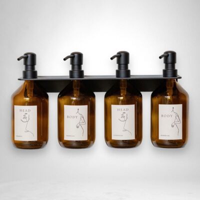 ILIJA - étagère de douche comprenant 4 distributeurs de savon