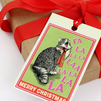 Pack d’étiquettes cadeaux festives félines de 8 | Emballage cadeau pour chat | Étiquette de Noël 2