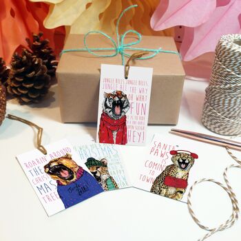 Étiquettes cadeaux de Noël Caroling Cats | Emballage cadeau de Noël 3