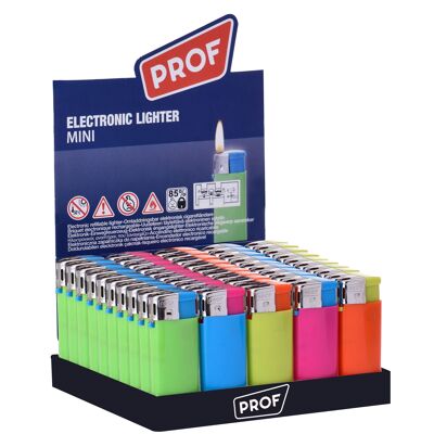 Prof Display of 50 mini smooth lighters assorted colors
