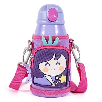 Botella de agua infantil de acero Milk & Moo con bolsa Sirena 550 ml / 18,5 Oz