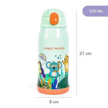 Bouteille d'eau pour enfants Milk & Moo Steel avec sac Jungle Friends 550 ml / 18,5 oz 3