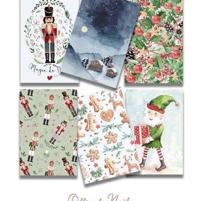 Set of DOUBLE WATERCOLOR CARDS CHRISTMAS COLLECTION