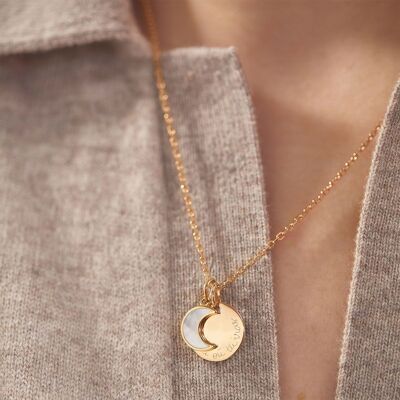 Small mother-of-pearl Moon necklace Thank you Mom