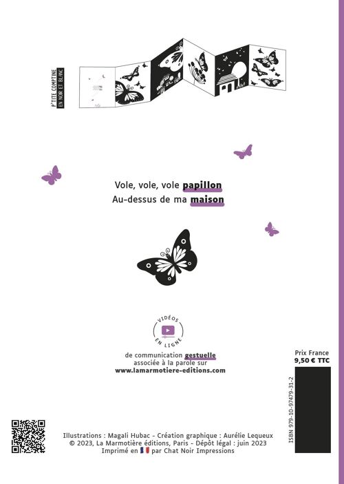 Vole, vole, vole, papillon - Ptites comptines en noir et blanc