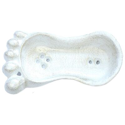 BlackF-23 - Cast Iron Soap Dish - Foot - Whitewash - Sold in 4x unit/s per outer