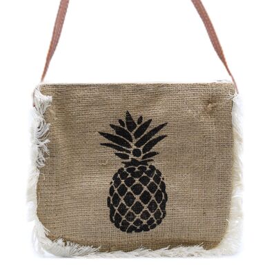 BlackF-45 - Borsa con frange Fab - Stampa ananas - Venduto in 1 unità per esterno