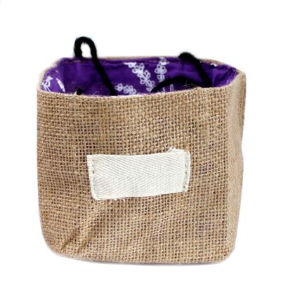 BlackF-72 - Natural Jute Cotton Gift Bag - Lavender Lining - Medium - Sold in 6x unit/s per outer