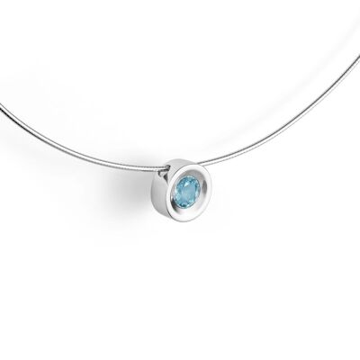 SILVER AND NATURAL BLUE TOPAZ PENDANT