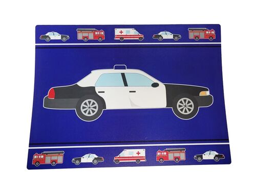 4-pack Lev & Lix plastic placemats with different vehicles prints