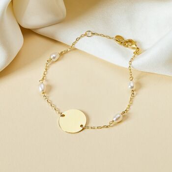 Bracelet en or - Idée cadeau femme - Idée cadeau fête des mères - Bracelet personnalisé - Chaîne fine - Perle de culture 3