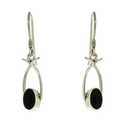 Oval and Arch Onyx Earrings and Presentation Box