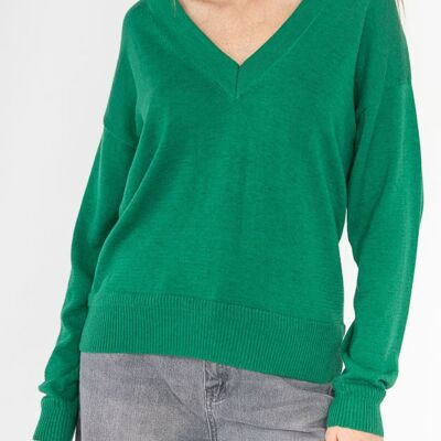 GREEN V-neck sweater - PRISCILLIA