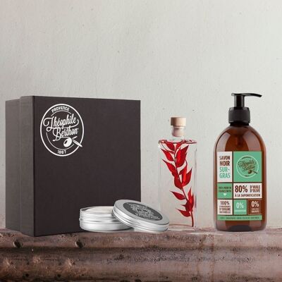 Gift box 1 beard treatment, 1 Peppermint body soap & 1 Red Ruscus submerged plant