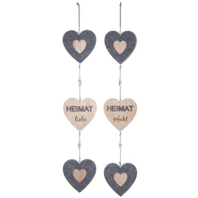 Wooden garland hearts "Home" 2-assorted