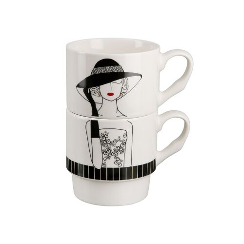 2tlg. Stapeltasse "Lady mit Hut"