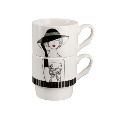 2 pcs. Stacking cup "Lady with hat"