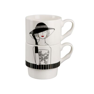 2 uds. Vaso apilable "Dama con sombrero"