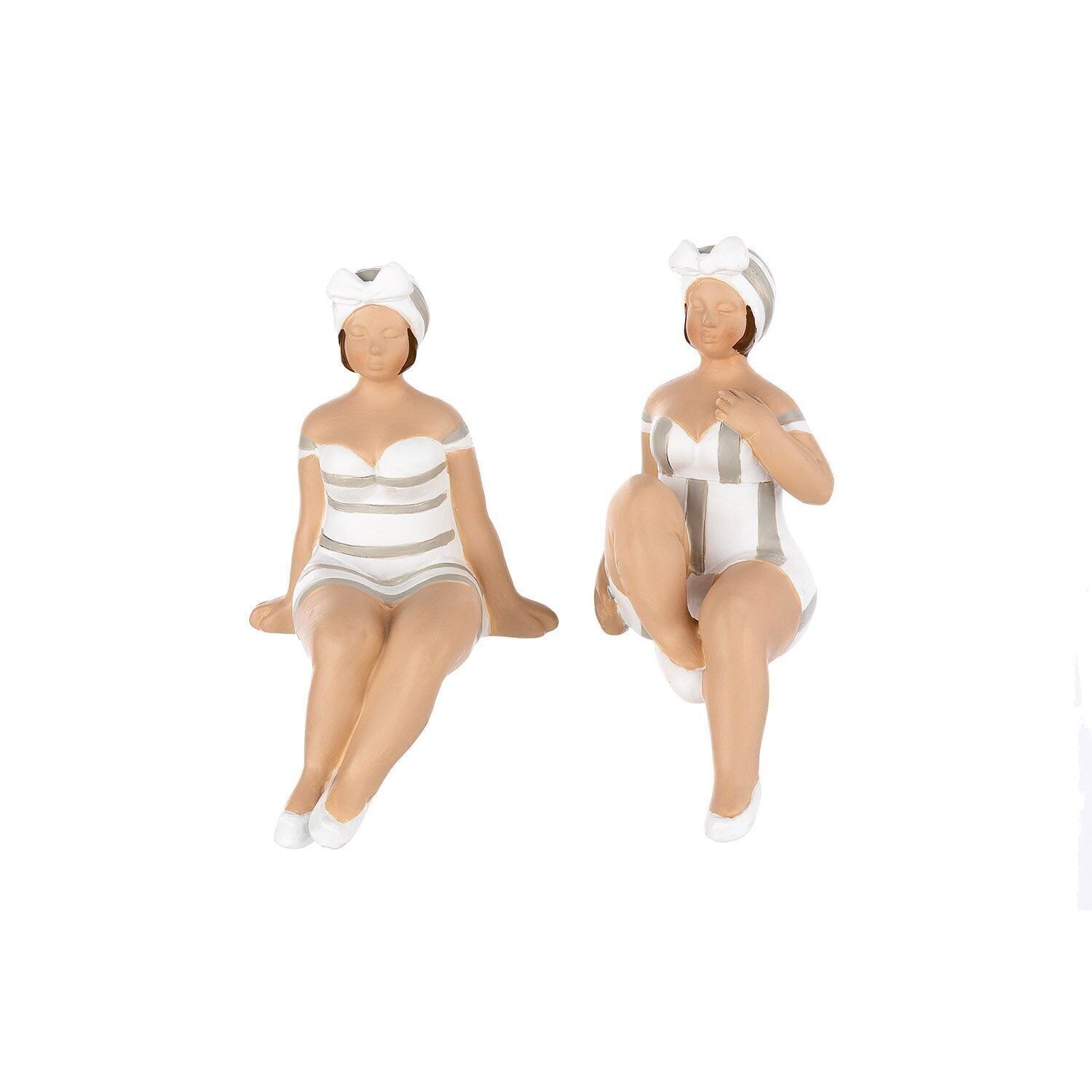 Figura "Becky" bianca/grigia, 2 assortiti, altezza 9,5 cm