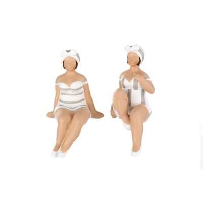 Figurine "Becky" blanc/gris 2-assorti, hauteur 9,5cm