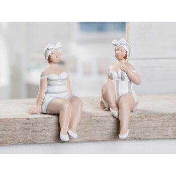 Figurine "Becky" blanc/gris 2-assorti, hauteur 9,5cm 2
