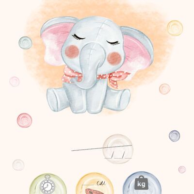 Póster de nacimiento personalizable - Elefante
