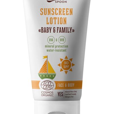 Organic Sunscreen Lotion "Baby & Family" 30 SPF, 150ml