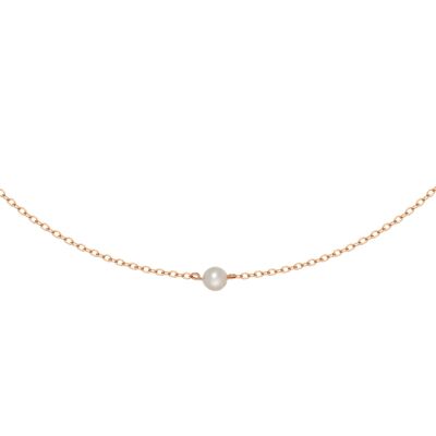 PRINT Gold & Cultured pearl choker chain necklace