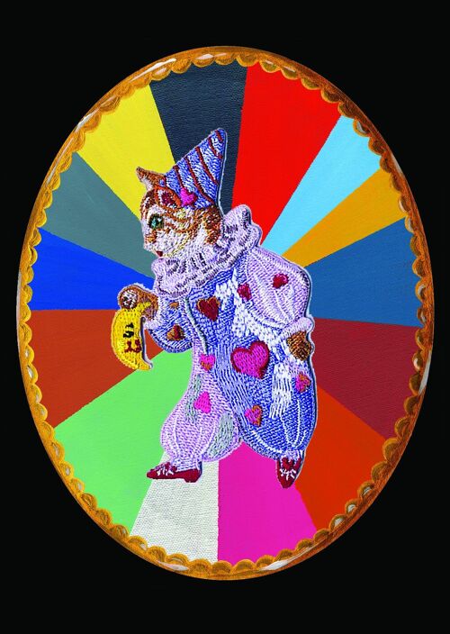 NL138 CARTE ECUSSON HEARTS CLOWN