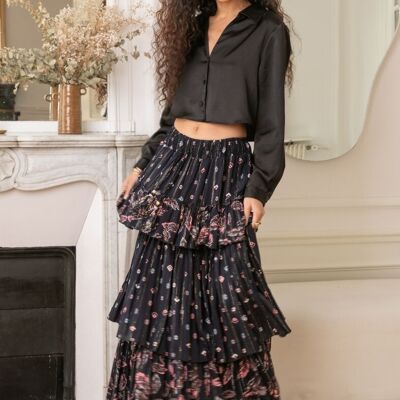 Ruffled skirt with print with LUREX and cord decorated with bells