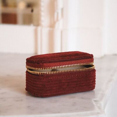 Mini Travel Pouch - Ribbed Morello Cherry