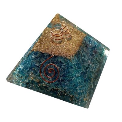 Orgone Reiki Healing Pyramid, Blue Dyed Quartz, 7.5cm
