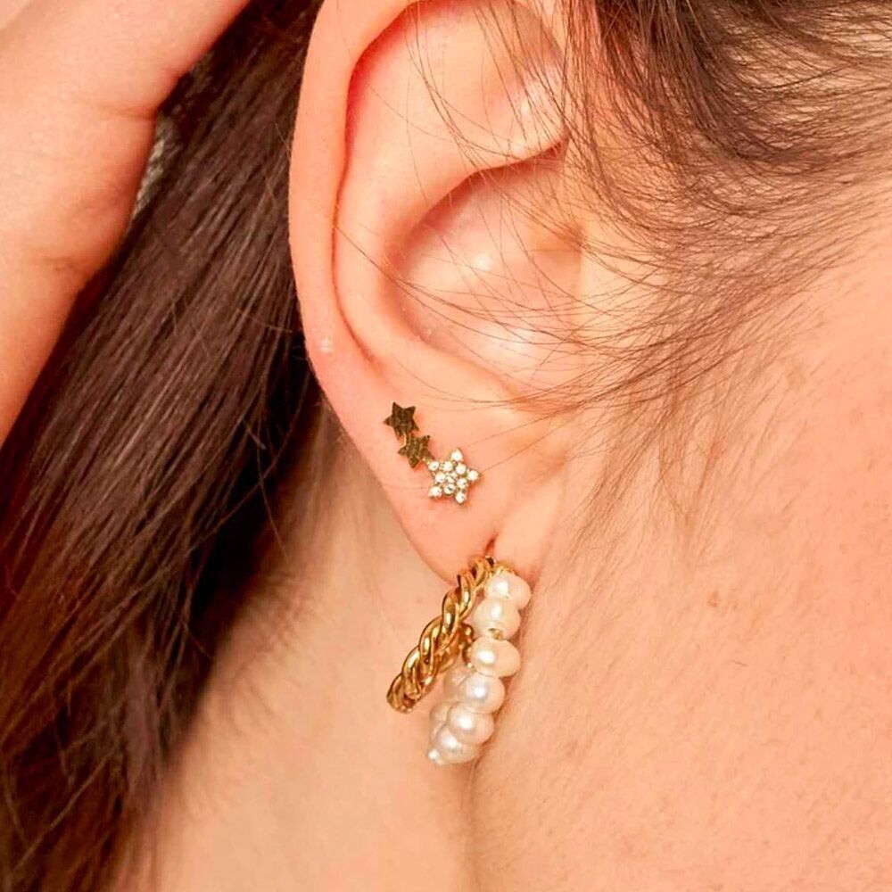 Orecchini con chip di cometa - tripla stella e ossidi di zirconio