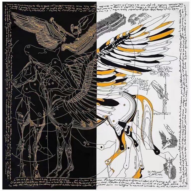 Sciarpa di seta grande e quadrata con un bellissimo design. promozionale