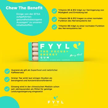 Chewing-gum vitaminé naturel - FYYL GUM - THE FOCUS + ENERGY GUM - 12 pièces 3