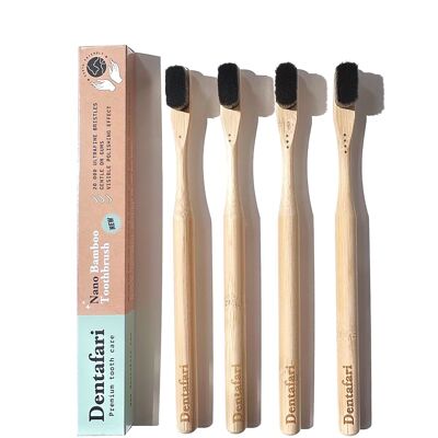 Set di 4 spazzolini da denti NANO in bambù