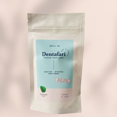 Recharge de poudre dentaire probiotique pour dents sensibles + blanchiment des dents Menthe apaisante